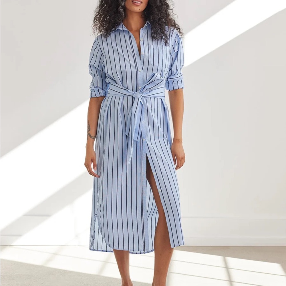 unsubscribed striped boyfriend shirt dress